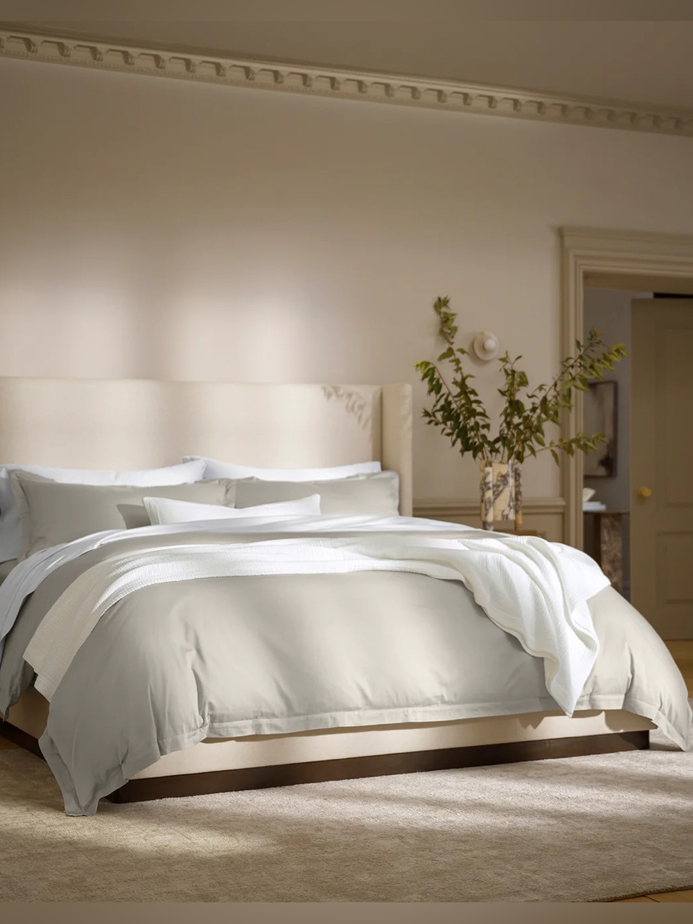 New boll & branch full queen size Luxury Neutral pewter Comfort Duvet Cover